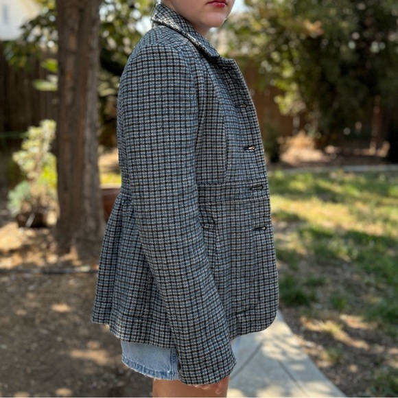 BANANA REPUBLIC 4 XS Y2K Herringbone Peplum Hem Wool Linen Blend Jacket Coat - Picture 8 of 12